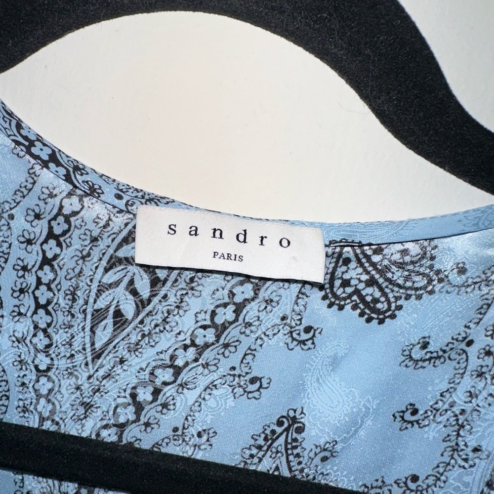 NWOT Sandro Blue Paisley Silk dress size 36 (US 4) - Picture 4 of 9